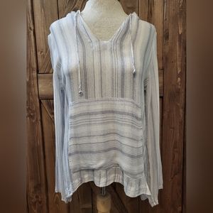 Chaser Long Sleeve Lightweight Gray and White Sz S Top